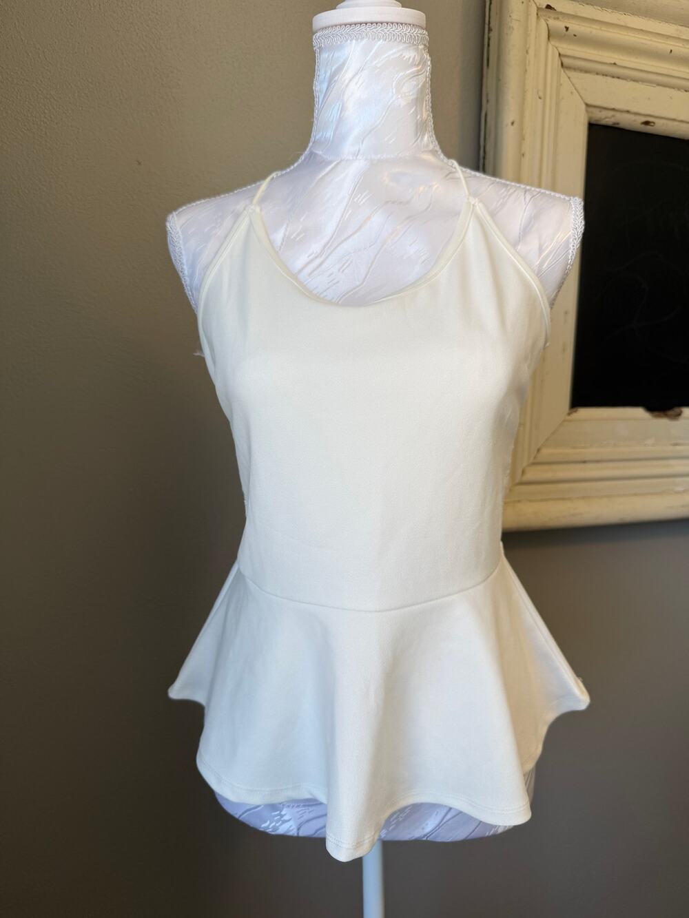 Active USA peplum lace tank top